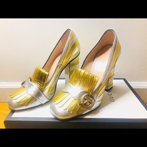 Gucci | Zebra Metallic Leather Heels 38